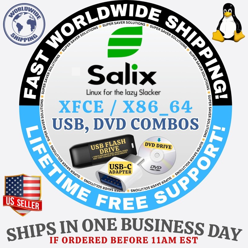 SALIX LINUX OS | XFCE | ALL LATEST ISO BUILDs | DVD, USB COMBOS | FAST SHIP