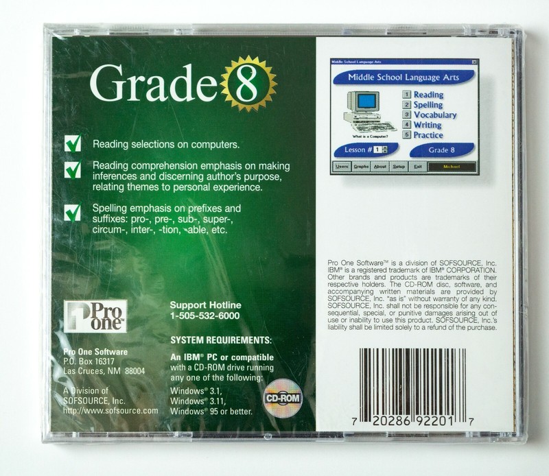 Language Arts Grade 4, 5, 6, 7 & 8 CD Pro One Multimedia Middle School Vintage gallery