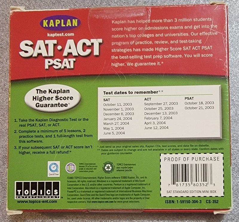 Kaplan SAT ACT PSAT 2003 Test Prep Learning CD-ROM Windows & Mac gallery