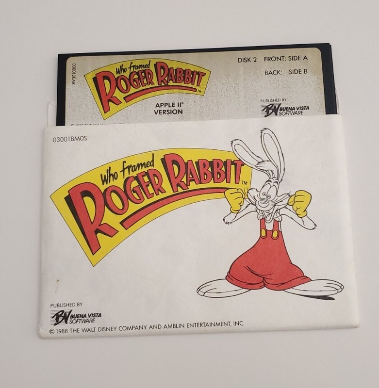 1988 Apple II - Disney & Amblin - Who Framed Roger Rabbit - Disc 1 & 2 - Vintage