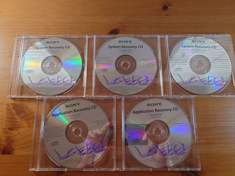 Sony Vaio PCG-SRX87P Recovery Discs – System and Application