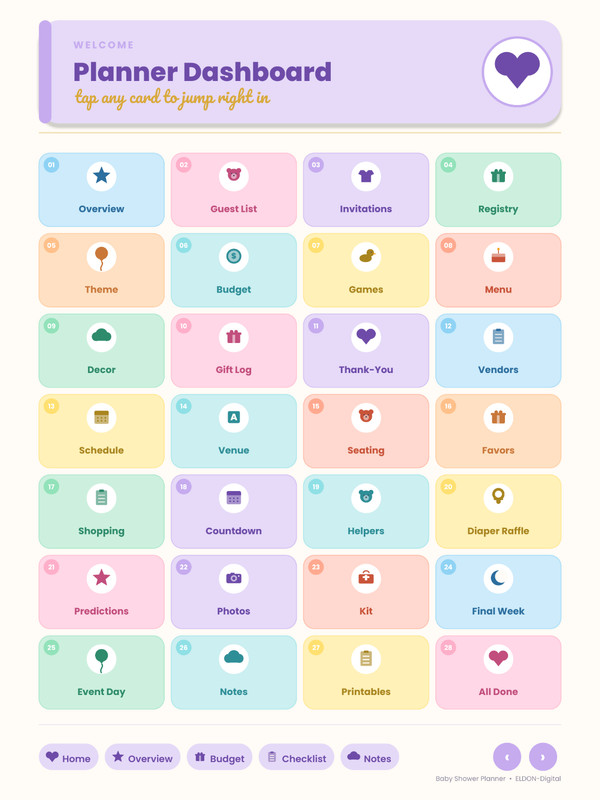 Baby Shower Digital Planner GoodNotes Notability iPad Printable PDF 33 Pages gallery