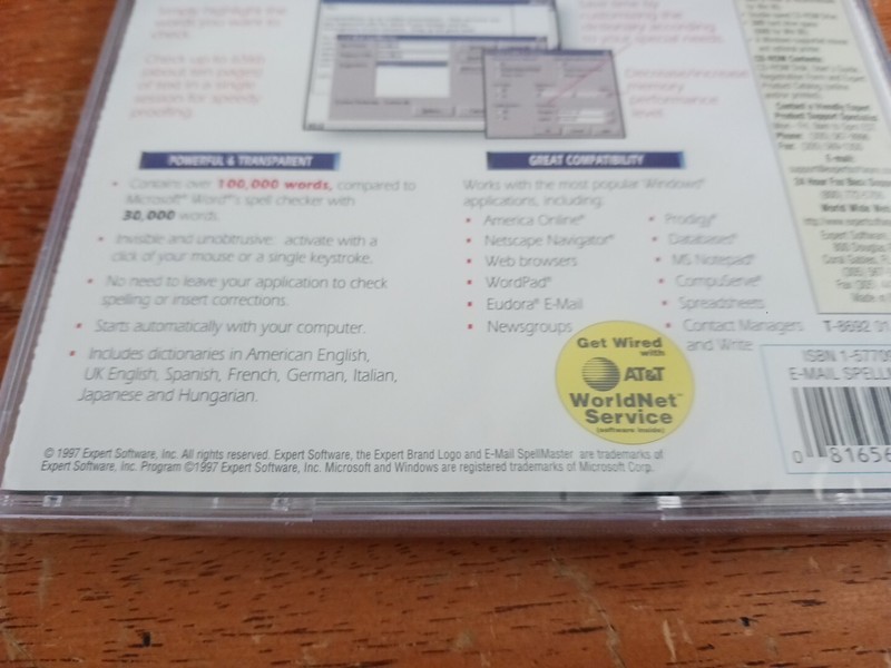 Expert Software E-mail Spell Master Windows 95 & Windows 3.1 NEW SEALED, w/tag gallery