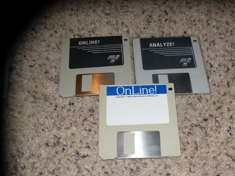 3 Commodore Amiga Disks: Online!, Analyze! and Online!