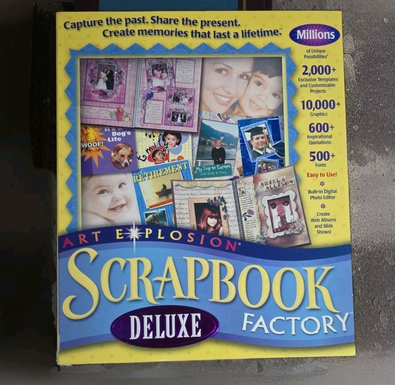 Art Explosion Scrapbook Factory Deluxe Version 2.0 Windows PC photo editor NIB