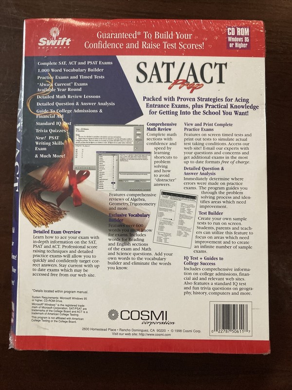 Swift Software SAT/ACT Prep CD Rom Windows 95 or Higher gallery