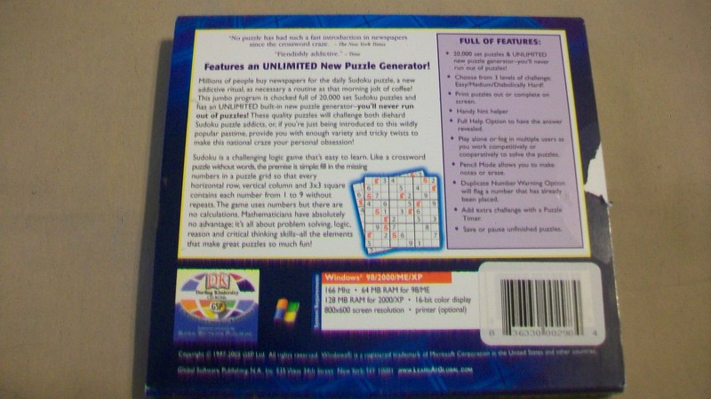 Sudoku Puzzle Addict Unlimited Edition from GSP for PC, windows 98/2000/xp/me gallery