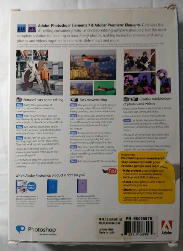 ADOBE PHOTOSHOP ELEMENTS 7 / ADOBE PREMIERE ELEMENTS 7 NWT gallery