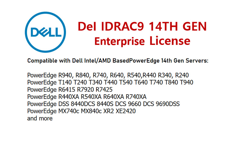iDRAC9 Enterprise License for 14G Dell PowerEdge R740/R640/R540/R440/R340