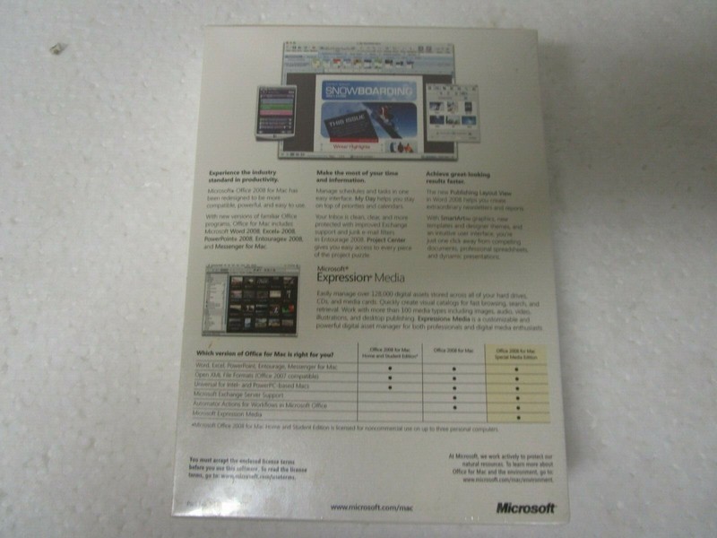 MICROSOFT OFFICE MAC 2008 WITH EXPRESSION MEDIA - New Factory Sealed gallery
