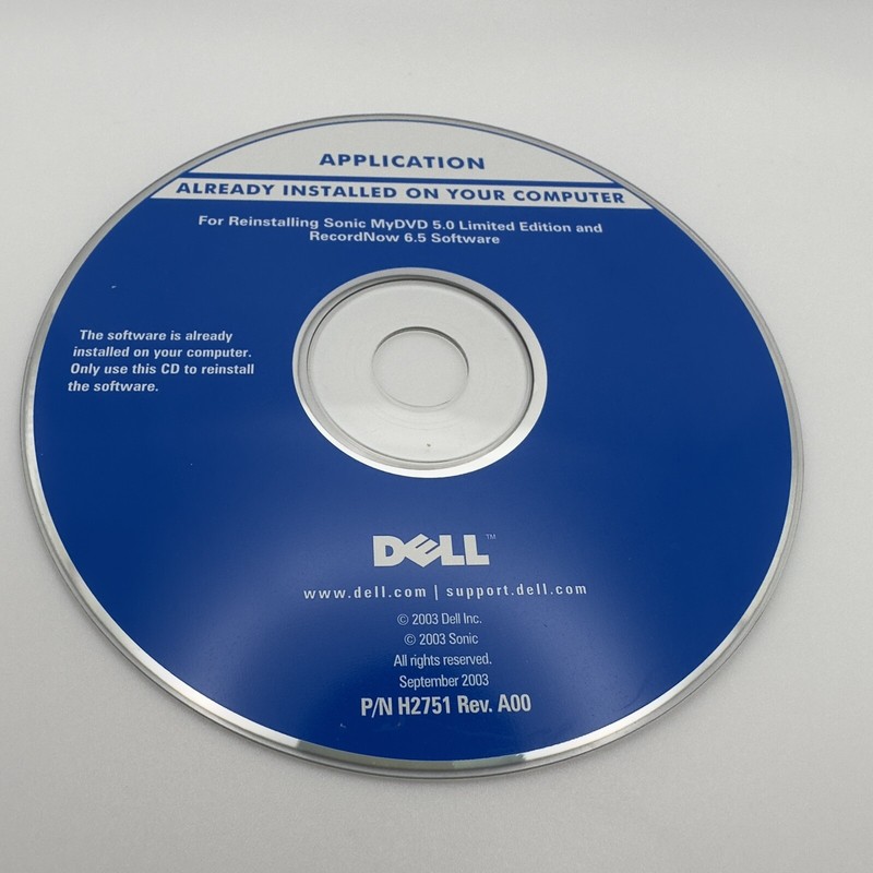 Dell Application Reinstalling Sonic My DVD 5.0 Limited Edition Computer CD