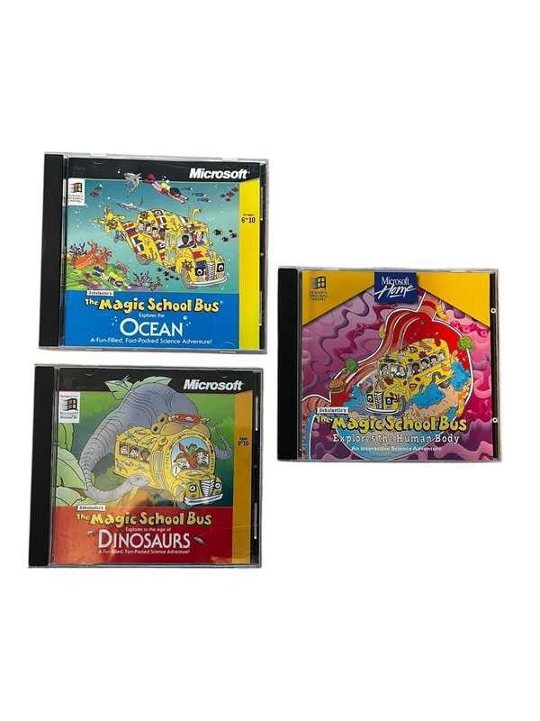 Microsoft The Magic School Bus Explores Ocean, Dinosaurs, Human Body CD Lot