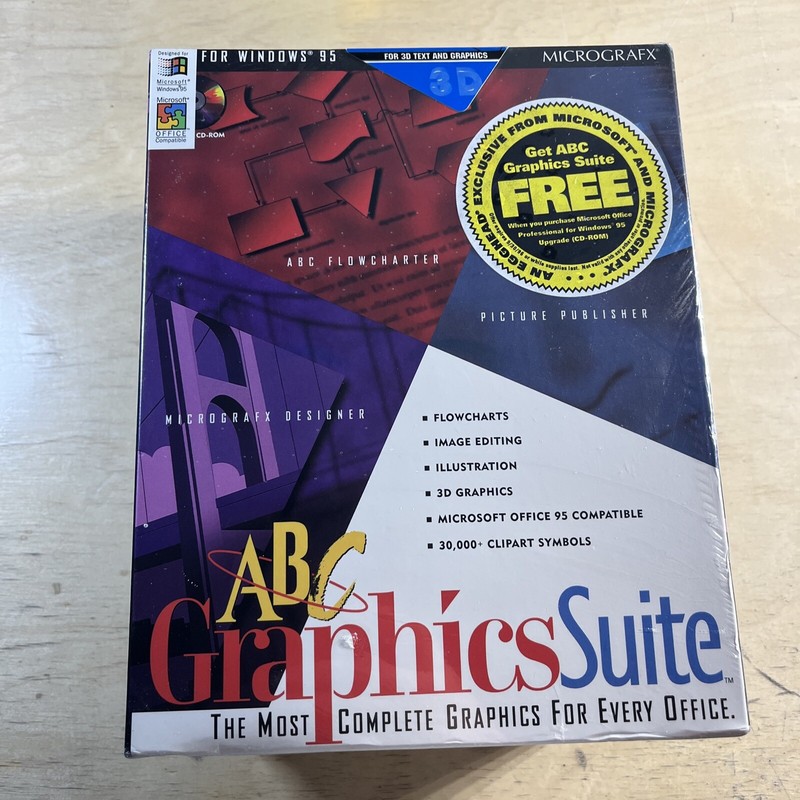sealed- Micrografx ABC Graphics Suite – Vintage Software- Windows 95