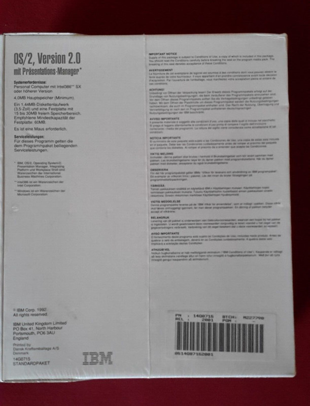 IBM OS/2 ~ Version 2.0 ~ With Presentation Manager ~ Original Box/Slide gallery