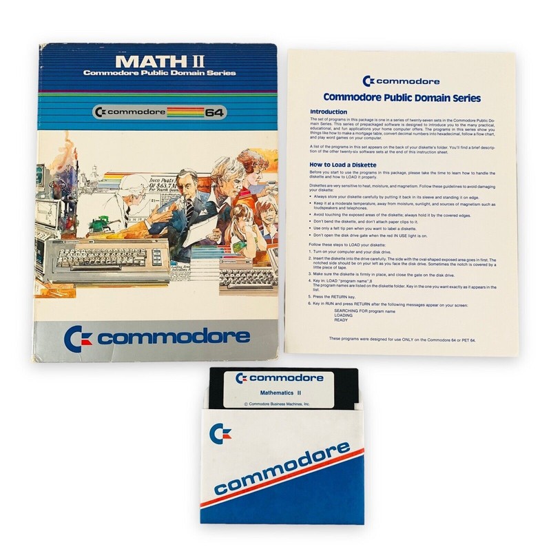 Math 2 II VTG 1985 Software C64 Commodore 64 5.25″ Disc WORKS