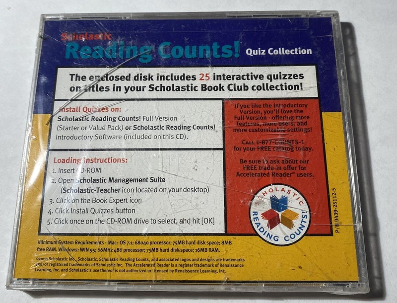 Scholastic Reading Counts Introductory Software Sampler PC CD-ROM New Sealed. gallery