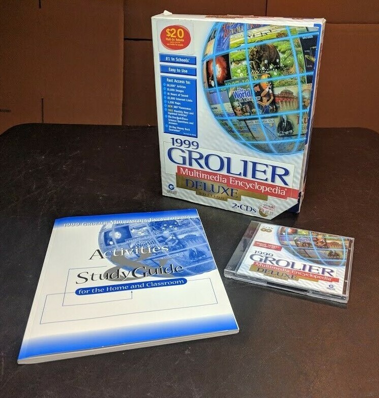 Vintage 1999 Grolier Multimedia Encyclopedia Deluxe Edition for Windows 98 95