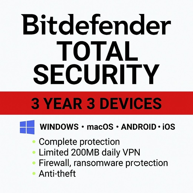 Bitdefender Total Security - 3 Years 3 Devices + Daily VPN