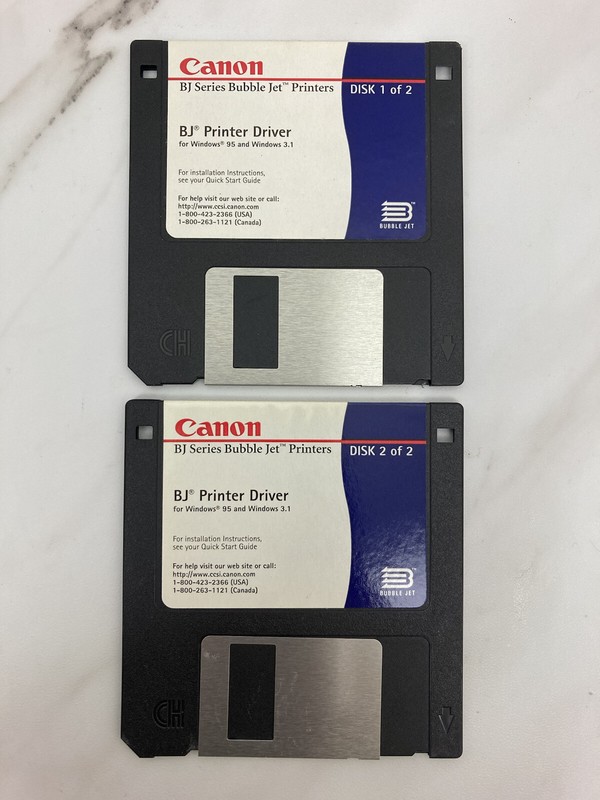 Canon BJ Series Bubble Jet Printer Drivers Windows 95 And 3.1 – 2 Floppy Disks