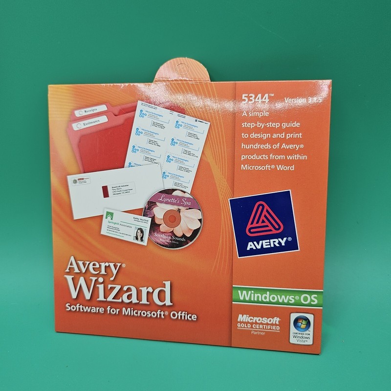 Avery Wizard CD 5344 for Microsoft Office Word Windows Vista XP 2000 ME 98 NEW