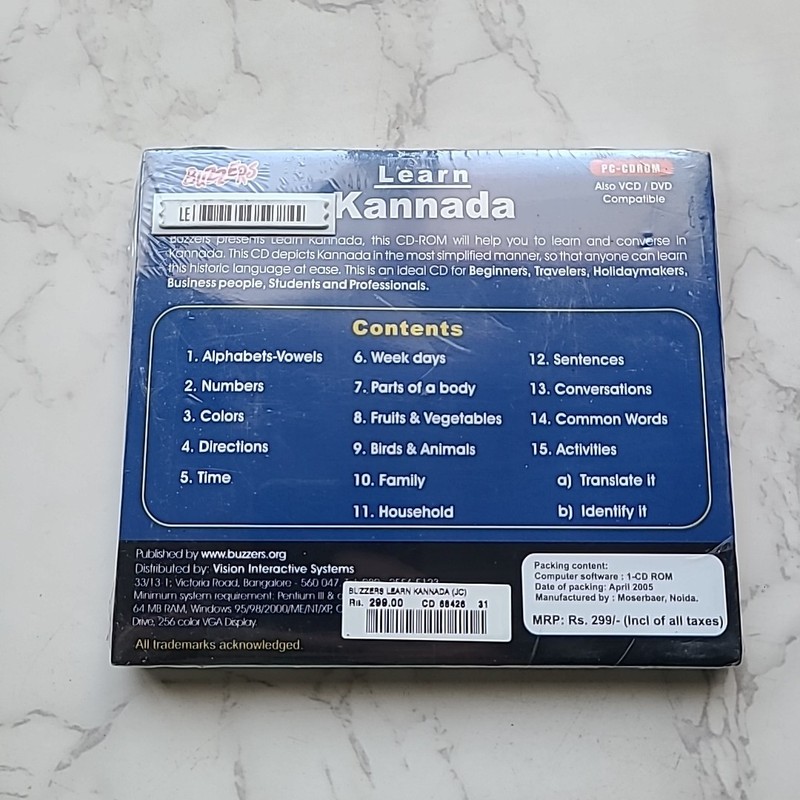 Buzzers Learn Kannada NEW CD PC Rom DVD VCD 2005, Beginners, Travelers, Business gallery