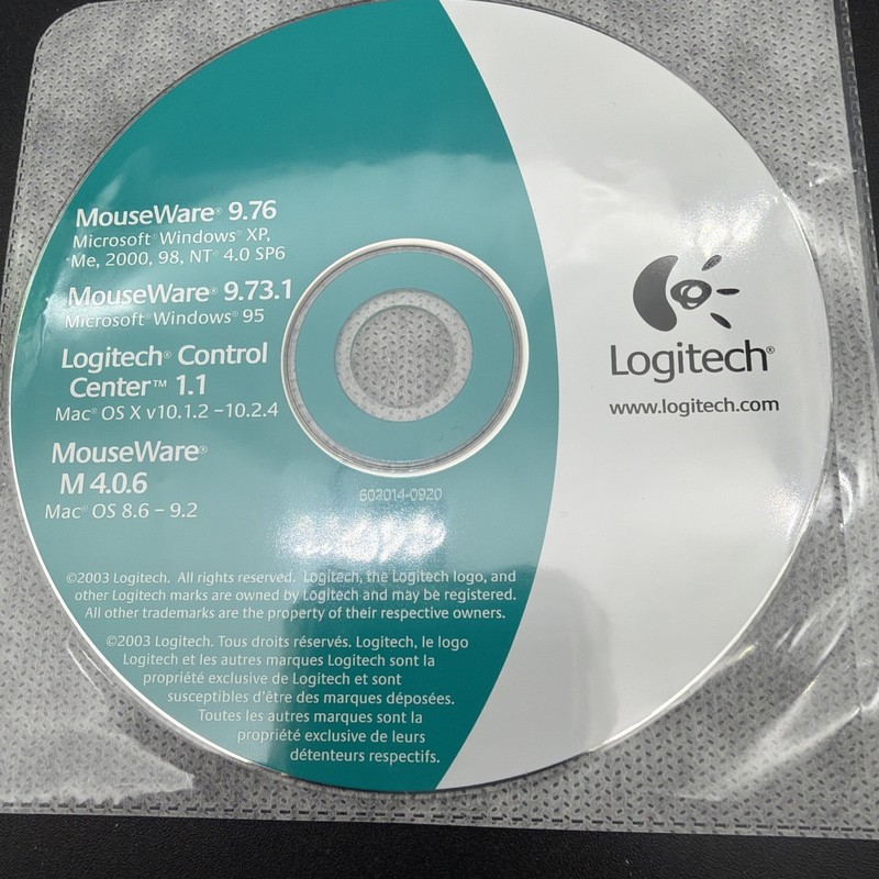 Logitech MouseWare 9.76 CD-ROM for Windows & Mac OS – Disc Only – For Mouse