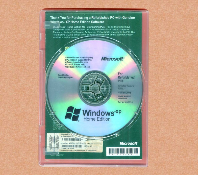 NEW Windows XP Home Edition SP3 RFB Full Version CD Disc & Product Key on COA gallery