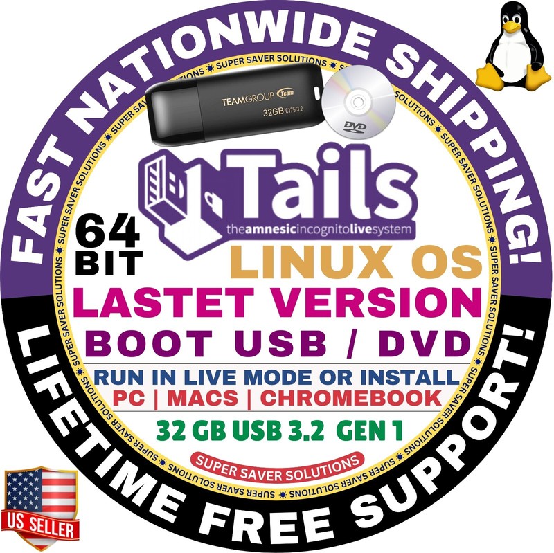 TAILS 6.14 6.13 6.12 LINUX OS, ALL VERSIONS, LIVE/FULL BOOT USB/DVD 64BIT MAC/PC