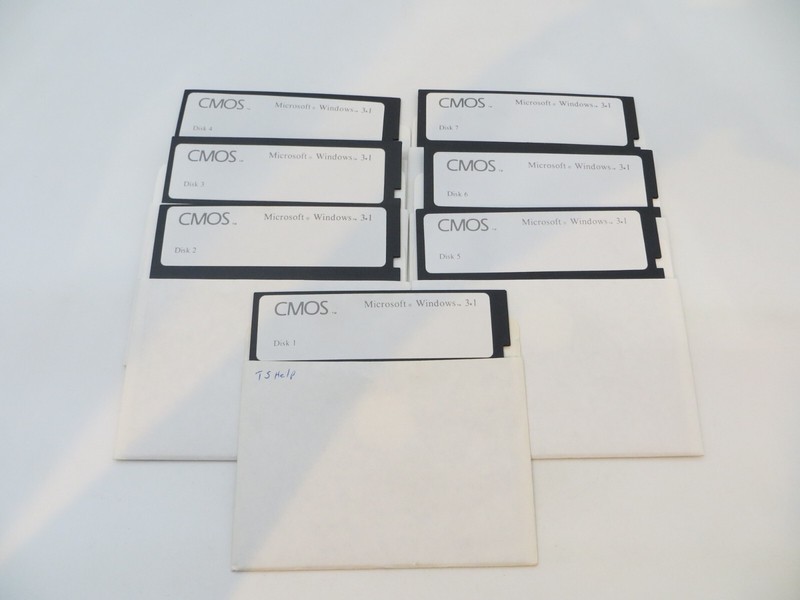 5.25″ Floppy Disk MICROSOFT WINDOWS 3.1 vintage computer CMOS 7 discs
