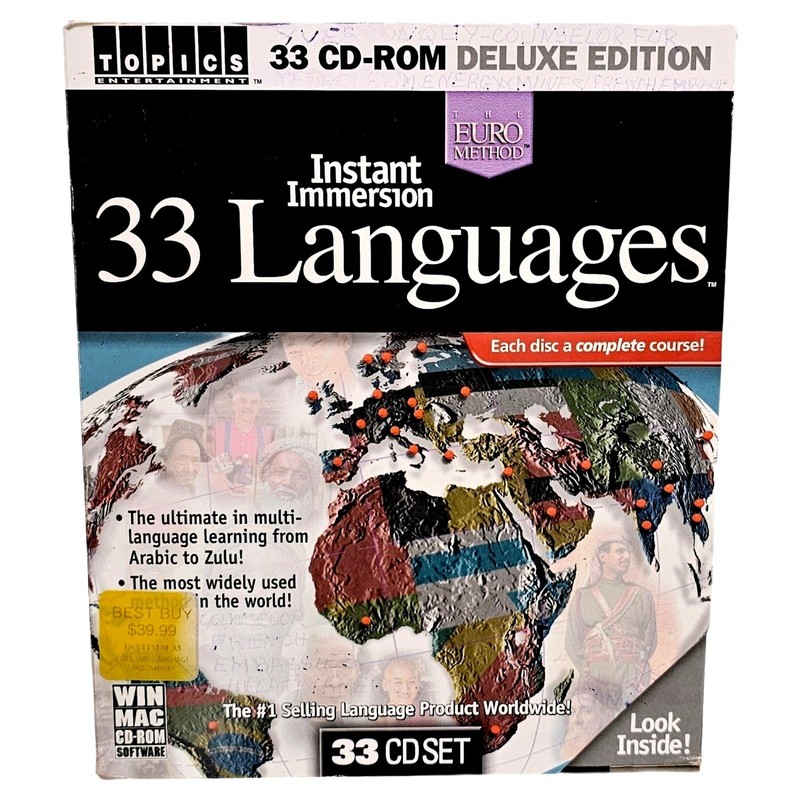 Topics Instant Immersion 33 Languages PC Mac CD-ROM Software Box Set 80353 EUC