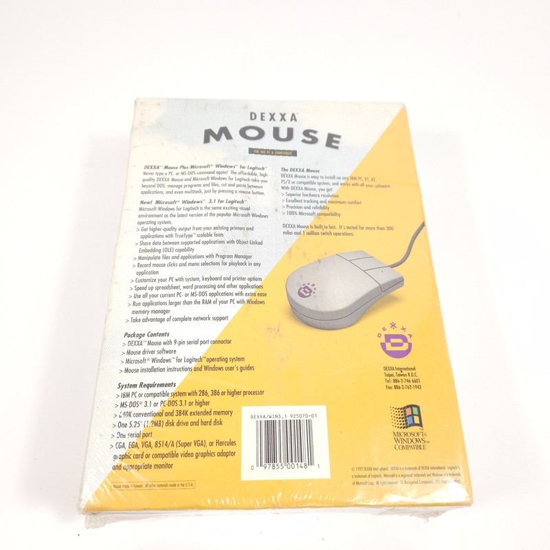 Vtg Dexxa Mouse Plus Microsoft Windows 3.1 For Logitech New Sealed 5.25" Floppy gallery