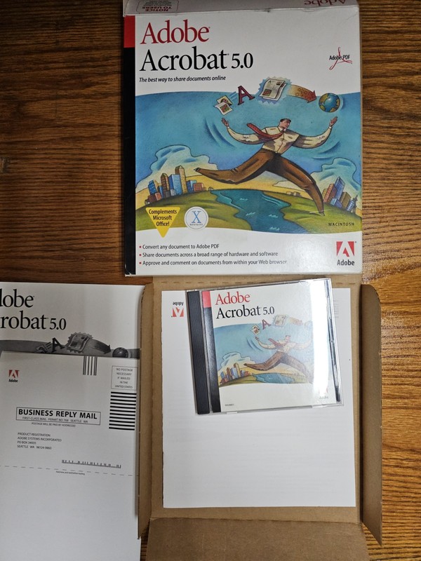 Adobe Acrobat 5.0, PDF Editing for Macintosh with Serial Numbers in Original Box