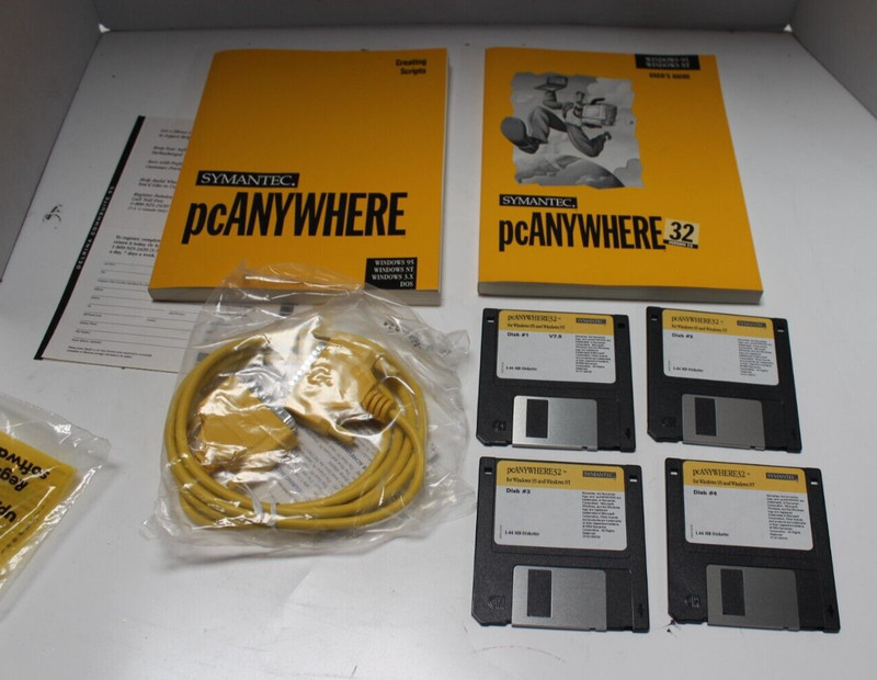 Vintage SYMANTEC PC ANYWHERE 32 Version 7.5 Windows 95 NT 3.1 DOS