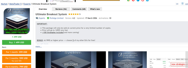 v5.6 Ultimate Breakout System EA Metatrader MT5 MQL5 Forex + Gold Bot Trading gallery