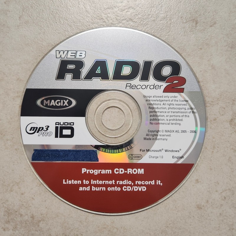 Web Radio Recorder 2 by Magix Vintage CD Software (PC; 2006) #2025