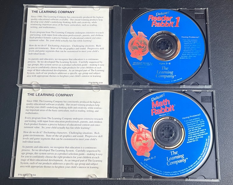 Math Rabbit & Reader Rabbit 1 ~ The Learning Company PC CD-ROM Windows 95 & Mac gallery