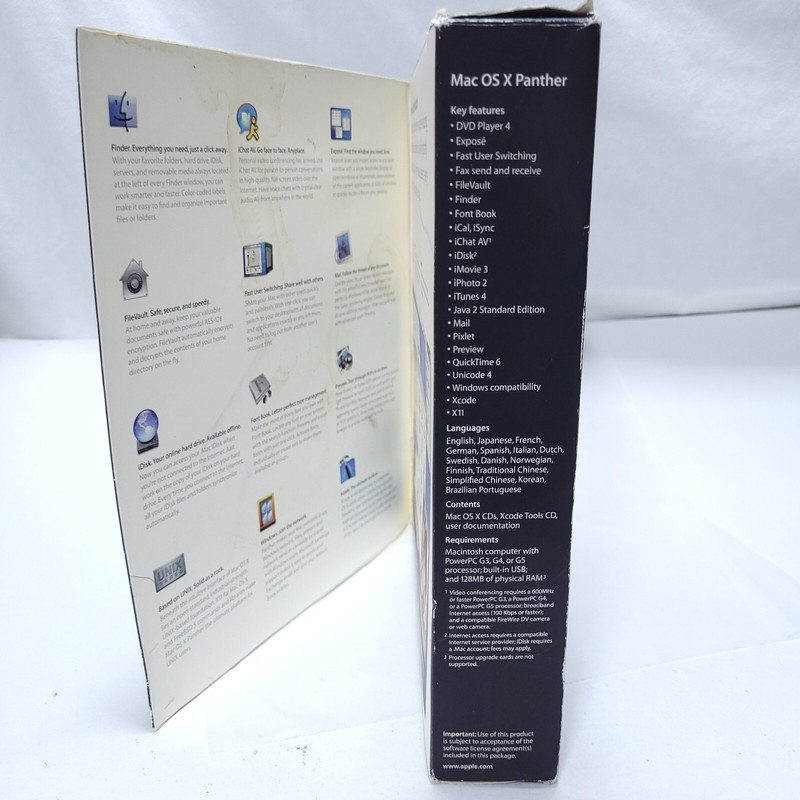 Apple Mac OS X 10.3 Panther Big Retail Box Complete 4 Discs Manuals M9227LL/A gallery