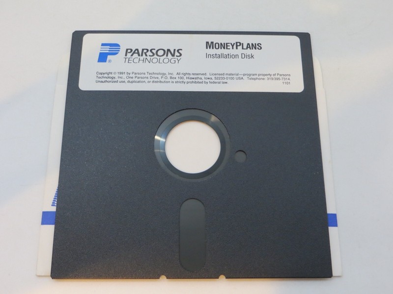 5.25″ Floppy Disc MONEYPLANS Installation Disk 1991 Parson Technology