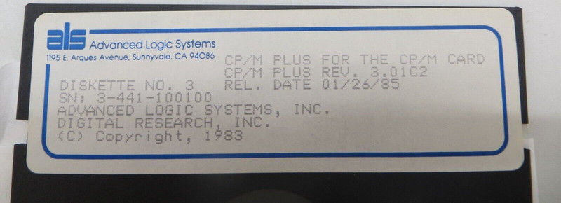 CP/M PLUS REV. 3.01C2 5.25" Floppy Disk 1985 Advanced Logic Systems Inc. #4037 gallery