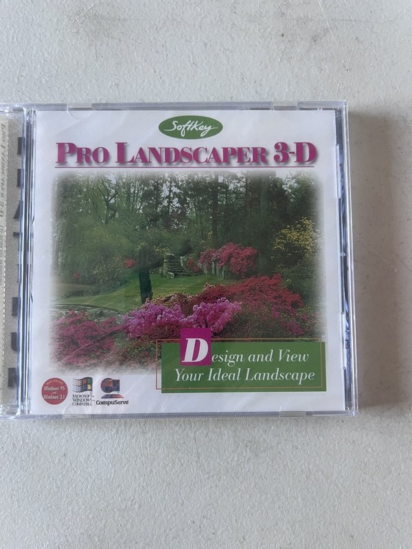 Softkey PRO LANDSCAPER 3-D CD-ROM Software for Windows 95 3.1 PC