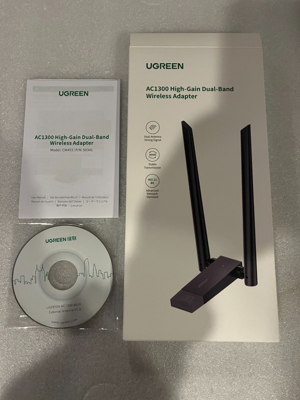 UGreen AC1300 Wireless Adapter Box with CD-ROM and Original Inserts gallery