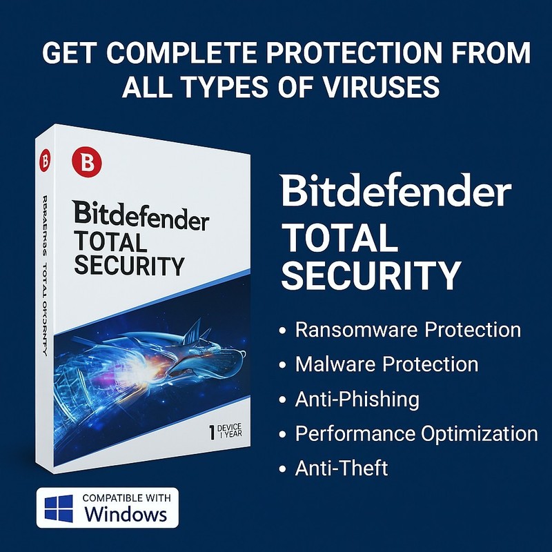 Bitdefender Total Security Protection – 3 Years 1 Windows PC