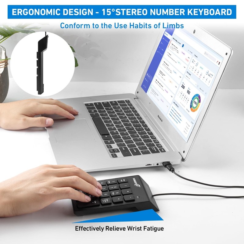 Type C Number Pad, USB Numeric Keypad 19 Keys Plug & Play Financial Accountin... gallery