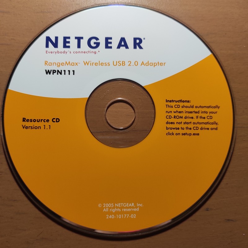Netgear WPN111T Range Max Wireless USB 2.0 Adapter Resource CD Version 1.1 gallery