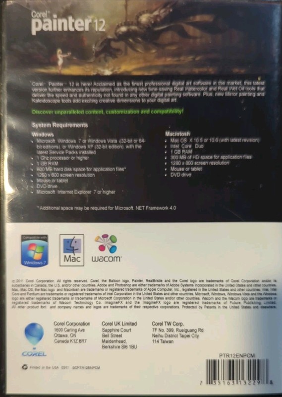 Corel Painter 12 DVD +Insert VG+ free shpg & insurance gallery
