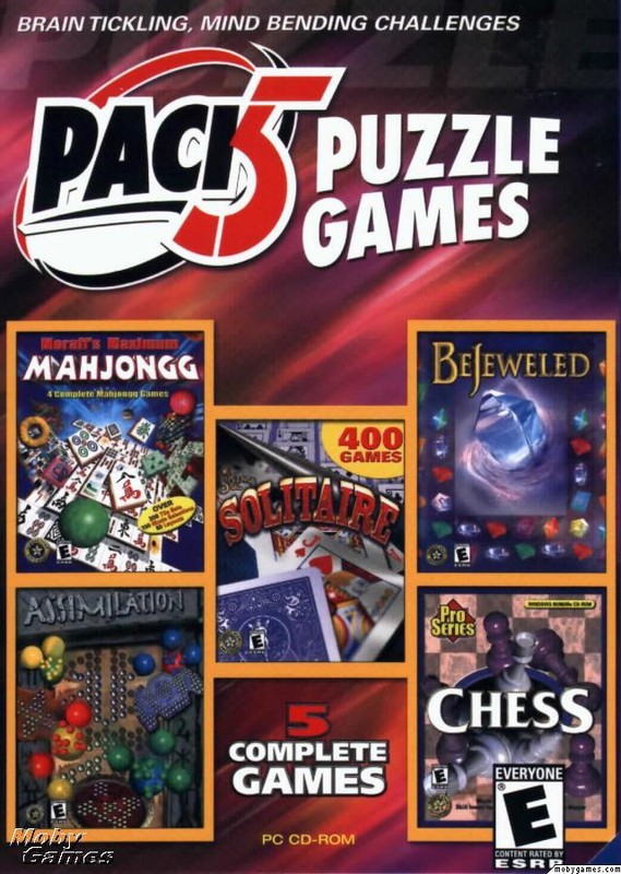 Pack 5 Puzzle Games PC CD Bejeweled, Moraff’s Mahjongg, King Sol Solitaire lot!
