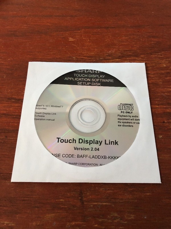 SHARP Touch Display Driver Disk Version 2.04