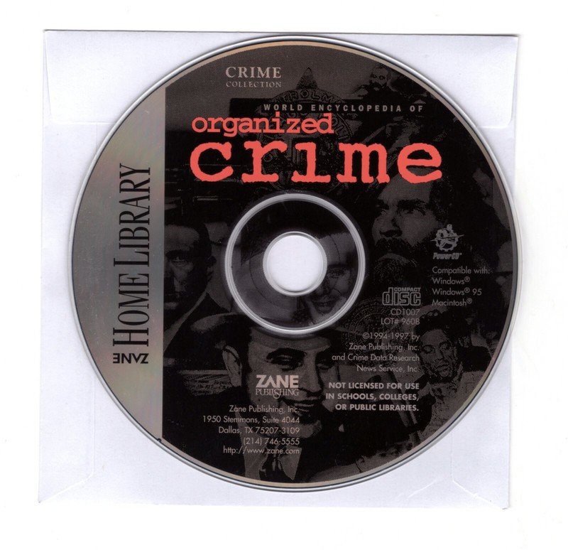 ZANE HOME LIBRARY "WORLD ENCYCLOPEDIA OF ORGANIZED CRIME". PC SOFTWARE.