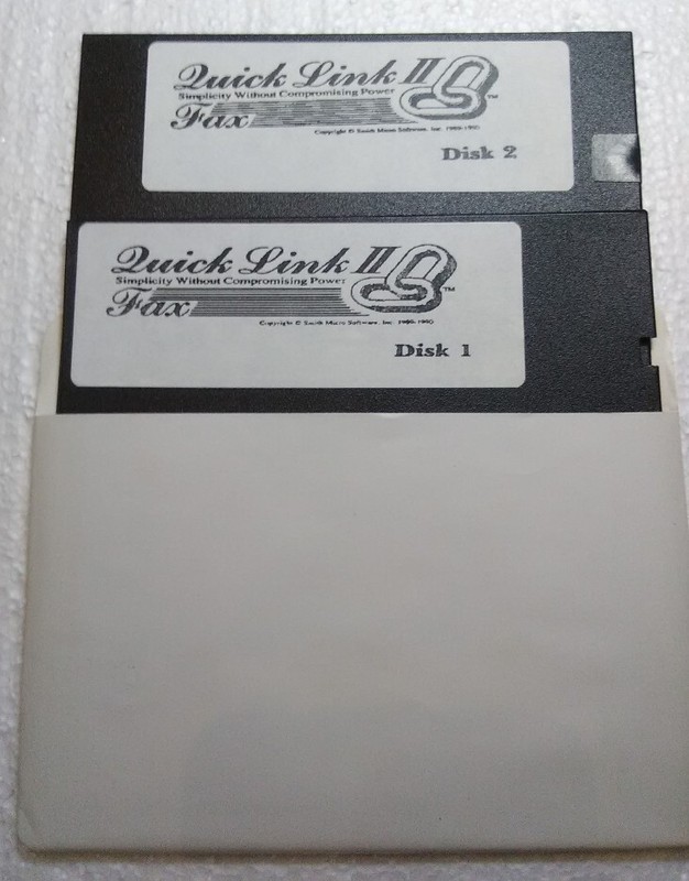 Quick Link II 2 Fax IBM DOS Two 5.25" Floppy Disks 1992 Retro PC software