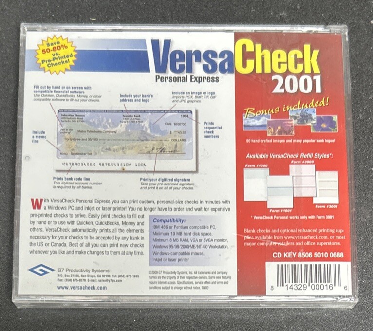 VersaCheck 2001 Personal Express Edition PC Computer Print Checks Software (New) gallery